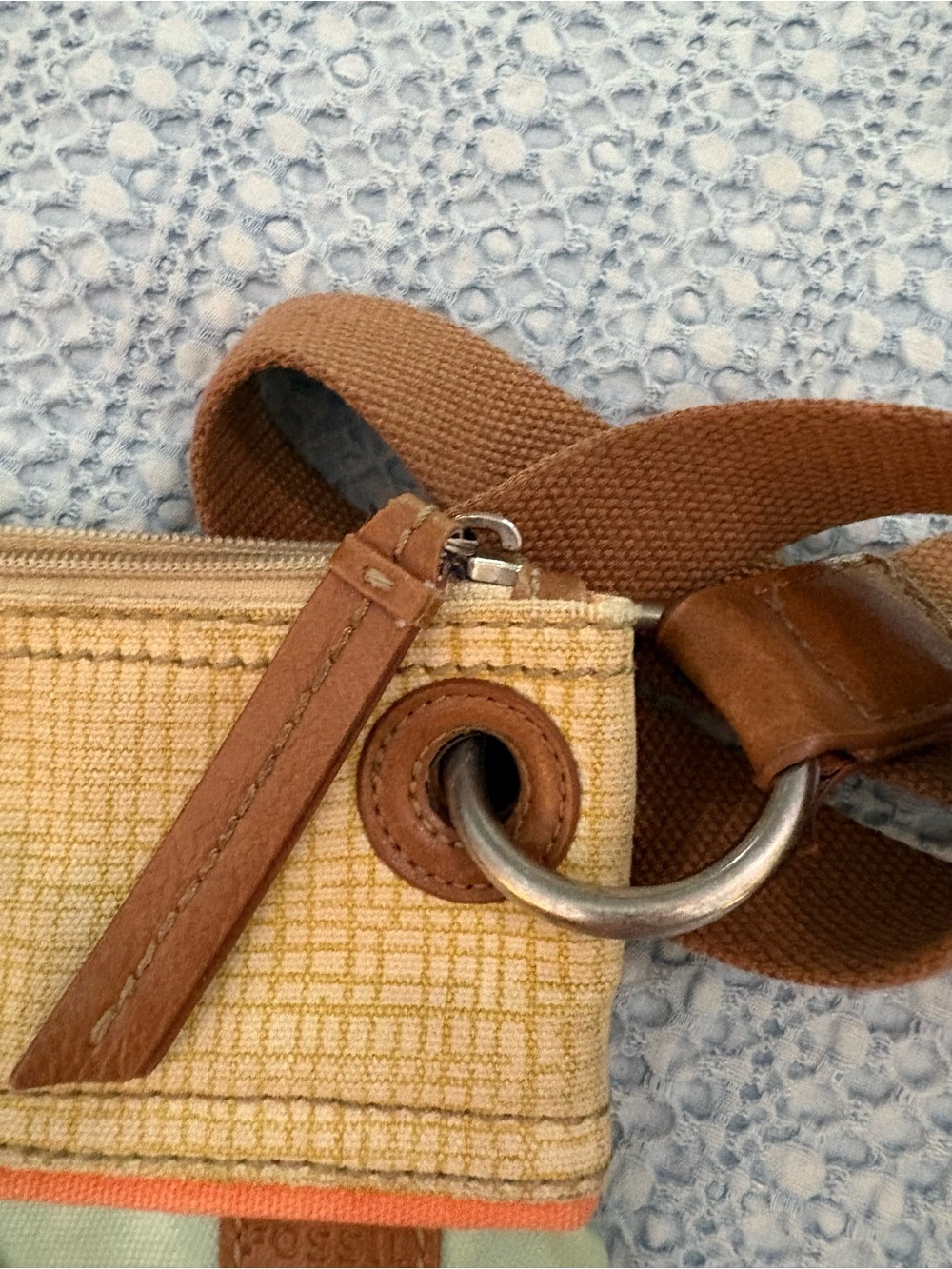 Fossil Key-Per City Birds Coated Canvas Crossbody Bag with Keychain Like New - Picture 10 of 15